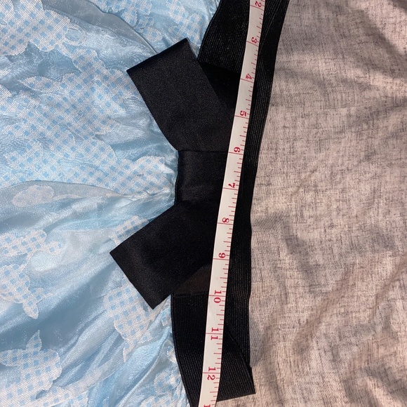 Light Blue Floral Accent Flare Skirt - Picture 7 of 11